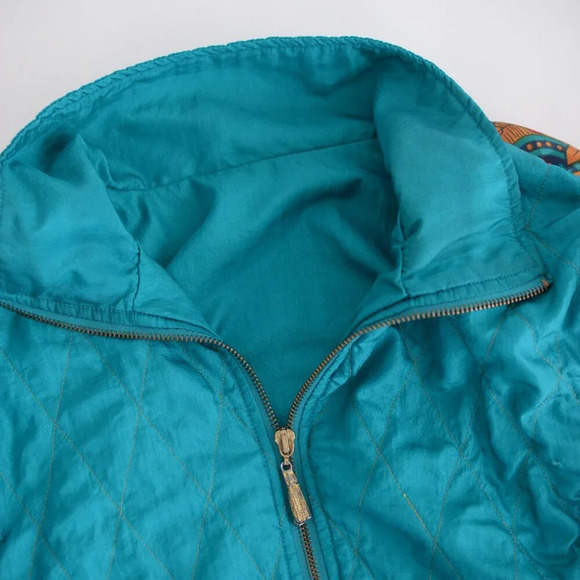 Vintage Teal Nylon Zip Up Lightweight Spring Jacket L - Picture 10 of 10